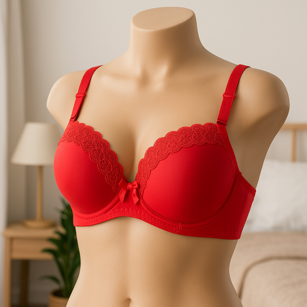 Lace-Trimmed Padded Underwire Bra