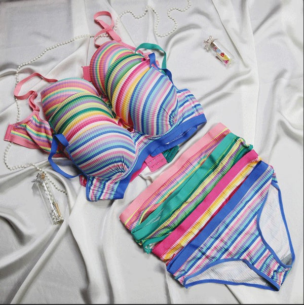 Vibrant Striped Lingerie Set