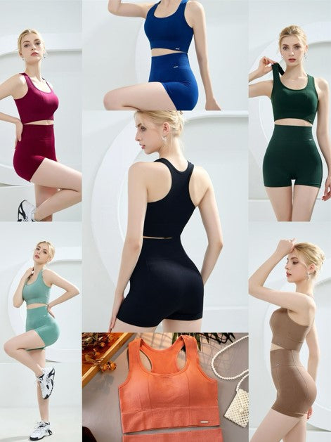 Seamless Ribbed Sports Bra & Shorts Set