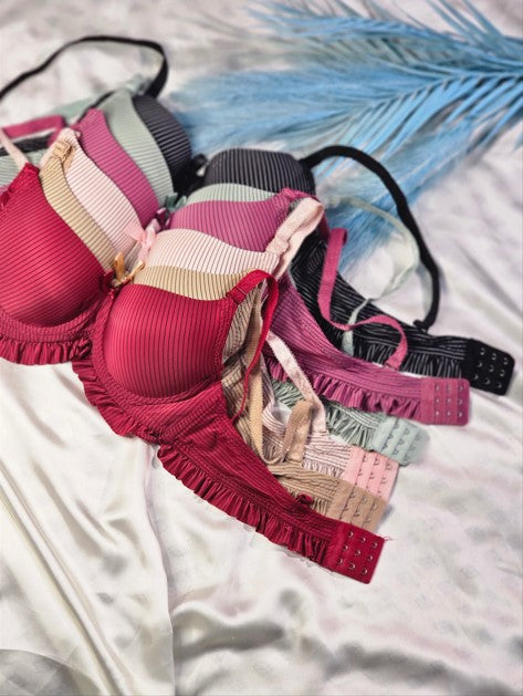 Padded Striped Bow Bra Collection