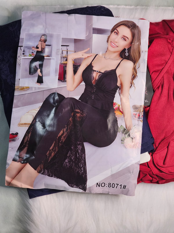 Lace-Trimmed Lounge Jumpsuit