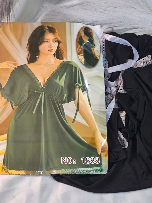 Black Lace-Trimmed Nightdress