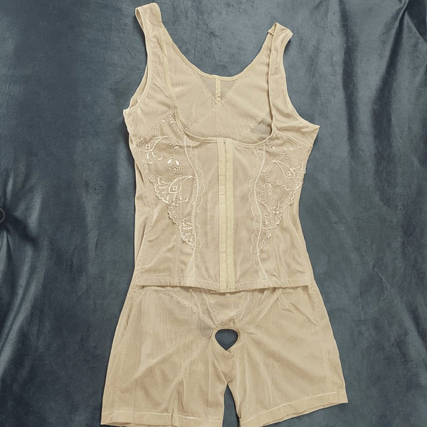 Beige Full Body Shaper with Lace Detail