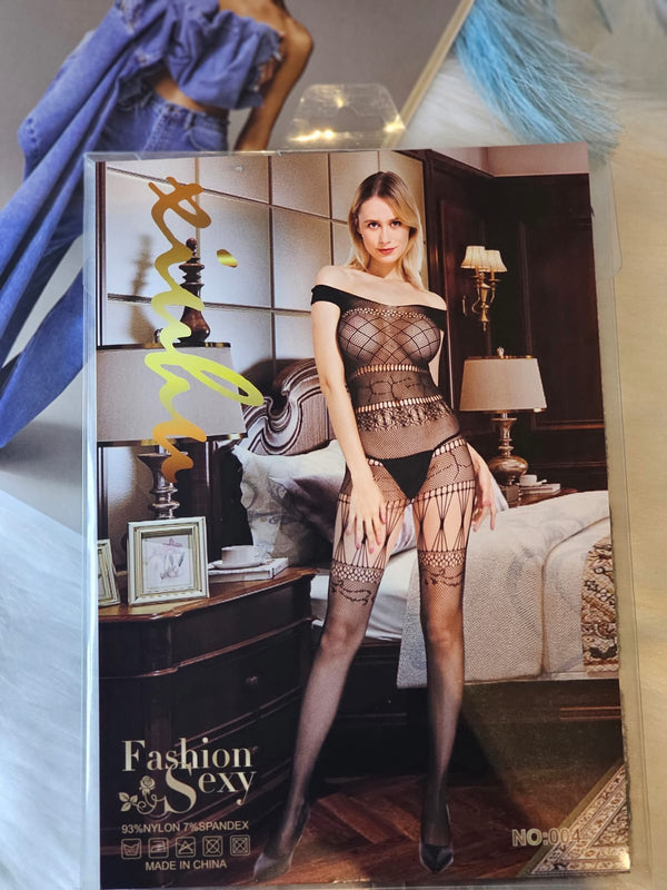 Off-Shoulder Fishnet Body Stocking Lingerie