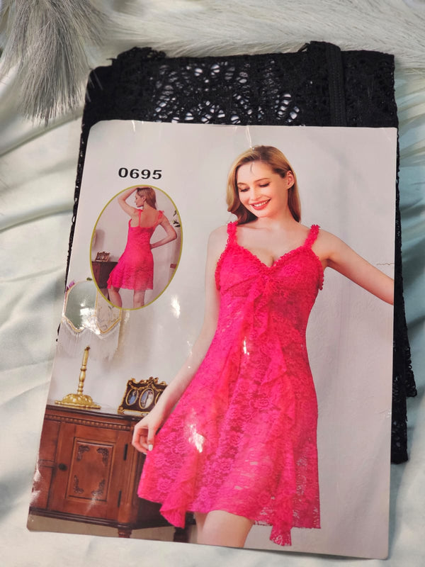 Black Lace Chemise Nightdress