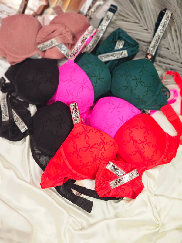 Victoria's Secret Embellished Logo Bra & Thong Set