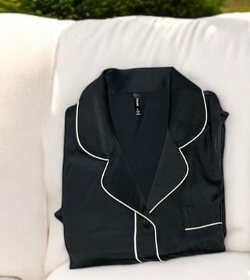 Elegant Black Satin Pajama Set