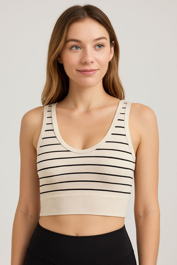 Seamless Striped V-Neck Bralette